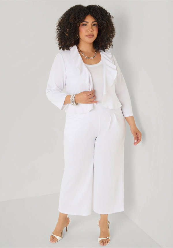 Ruffled Open Front Jacket