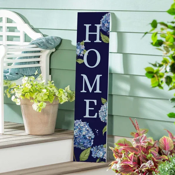 VivaStyle Garden Decor, Porch Leaner, Hydrangea Haven "HOME", 10.75" L x 46" H