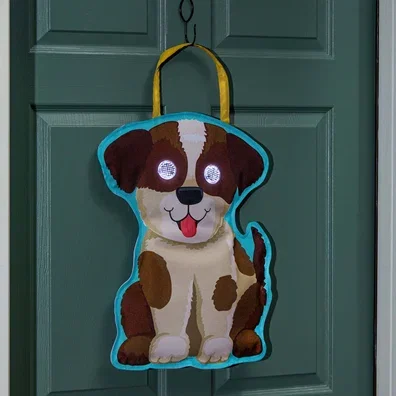 Animated All Dogs Welcome LED Door Decor