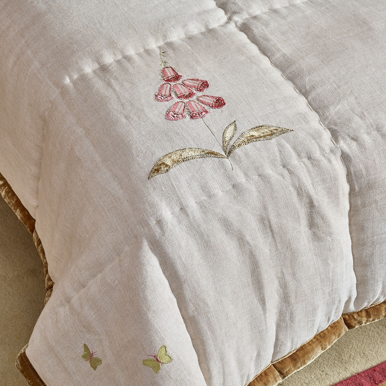 Susie Watson Designs Rose & Foxglove Rustic Linen Quilt