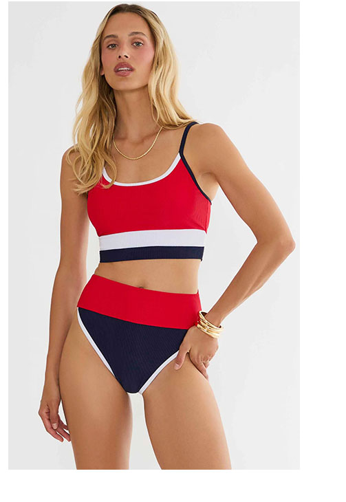 Red white and blue swim