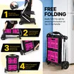 Folding Hand Truck Dolly Utility Luggage Cart Shopping Trolley Collapsible Foldable 2 Baskets for Moving Grocery Office Tennis Ball Camping 4 Wheels