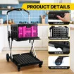 Folding Hand Truck Dolly Utility Luggage Cart Shopping Trolley Collapsible Foldable 2 Baskets for Moving Grocery Office Tennis Ball Camping 4 Wheels