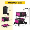 Folding Hand Truck Dolly Utility Luggage Cart Shopping Trolley Collapsible Foldable 2 Baskets for Moving Grocery Office Tennis Ball Camping 4 Wheels