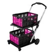 Folding Hand Truck Dolly Utility Luggage Cart Shopping Trolley Collapsible Foldable 2 Baskets for Moving Grocery Office Tennis Ball Camping 4 Wheels