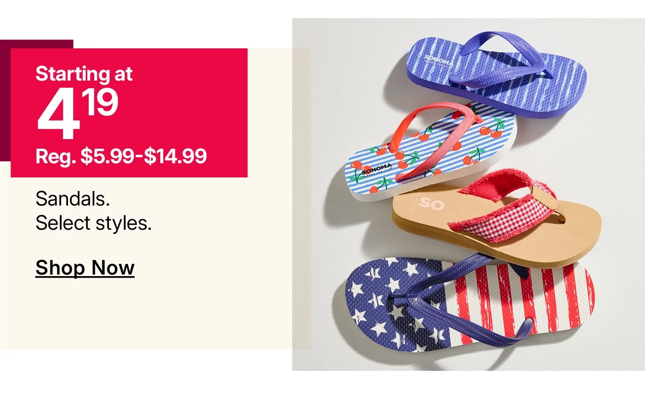 starting at $4.19 sandals