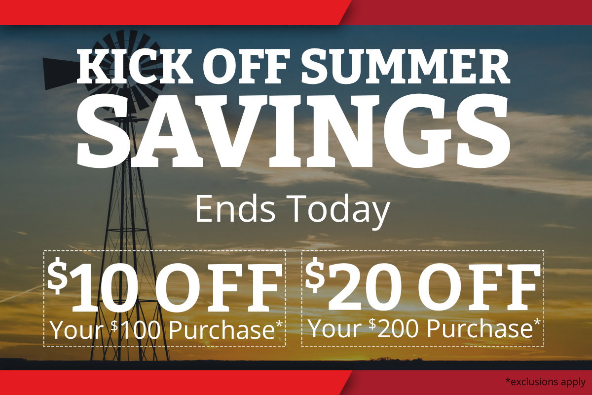 Kick Off Summer Savings - $10 Off Your $100 Purchase, $20 Off Your $200 Purchase