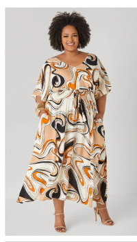 Tie Back Scroll Print Maxi Dress