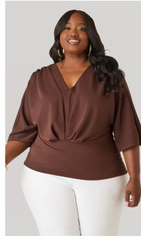 V Neck Stretch Crepe Top