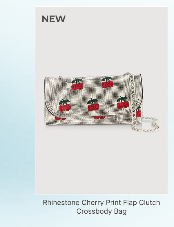 Shop Rhinestone Cherry Print Flap Clutch Crossbody Bag