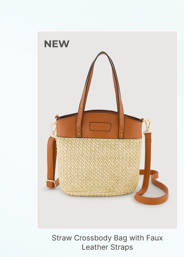 Shop Straw Crossbody Bag with Faux Leather Straps