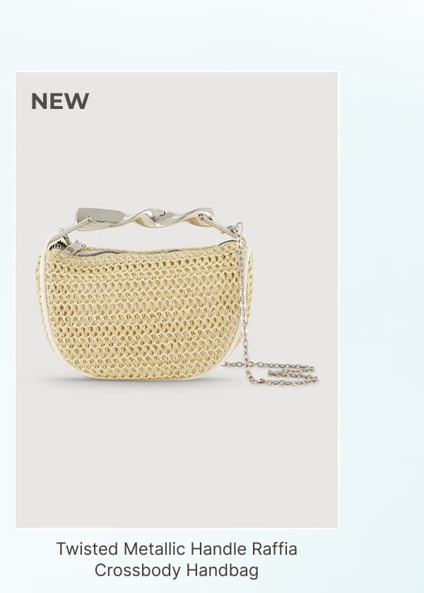 Shop Twisted Metallic Handle Raffia Crossbody Handbag