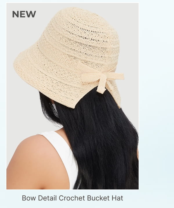 Shop Bow Detail Crochet Bucket Hat