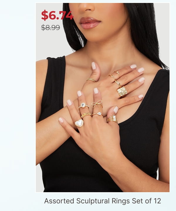 Shop Assorted Sculptural Rings Set of 12