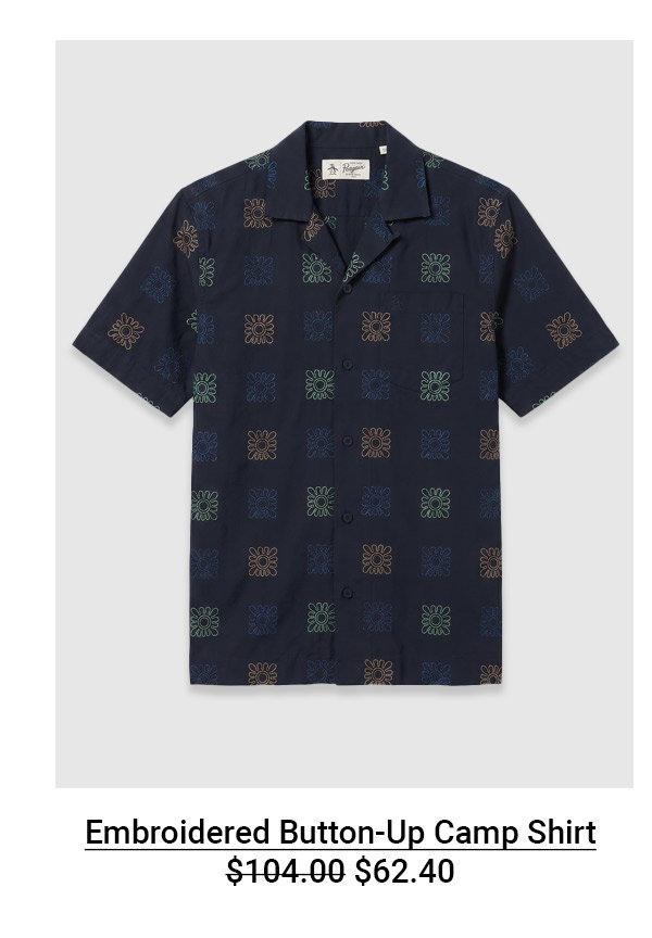 Shop Embroidered Button-Up Camp Shirt