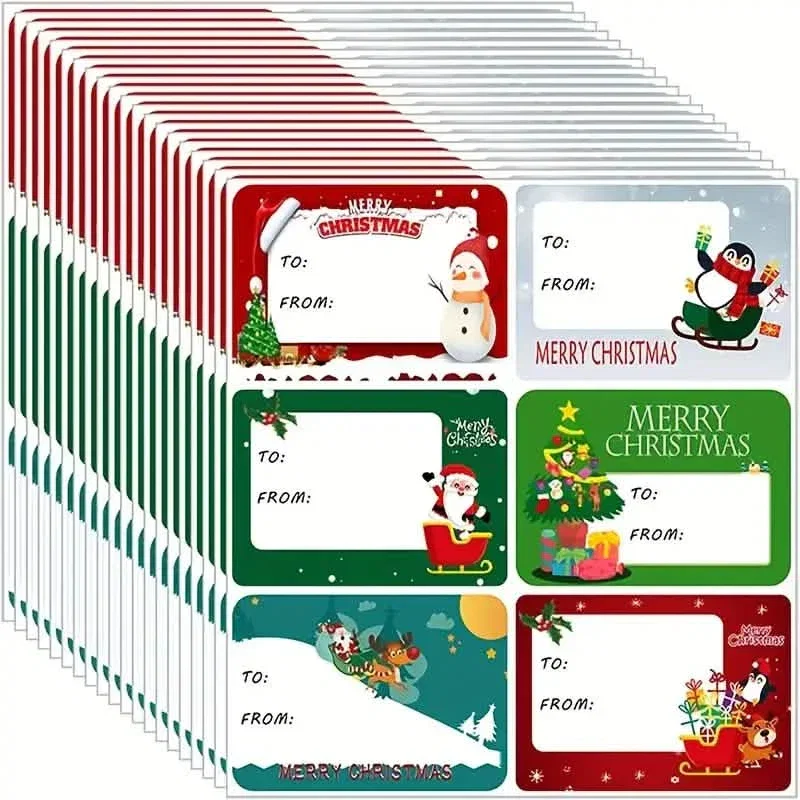 Image of 90-Pieces: Christmas Sticker Tags - Self-Adhesive with Christmas Name Tag