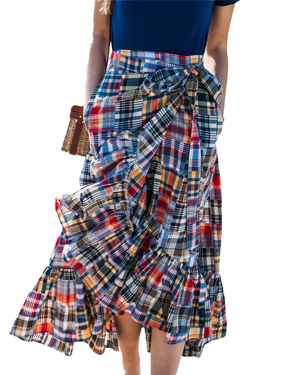 Image of Jacqueline Patchwork Madras Skirt