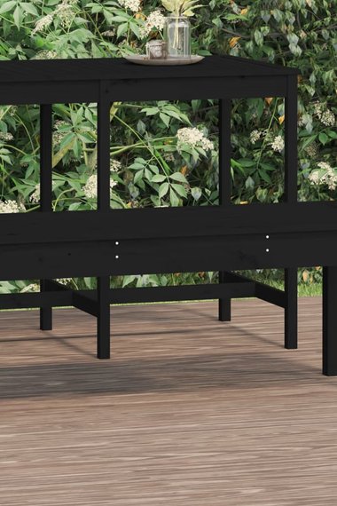 Garden Bench Black 109x44x45 cm Solid Wood Pine