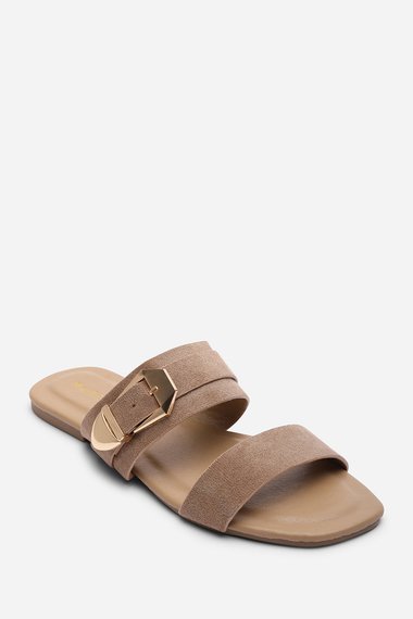 'Orlina' Two Strap Side Buckle Suede Sandal