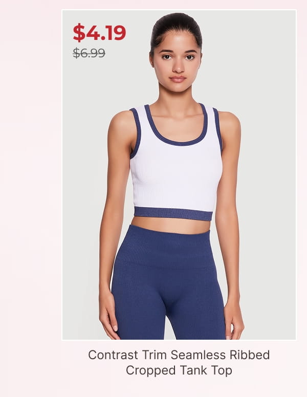 Shop Contrast Trim Seamless Ribbed Cropped Tank Top