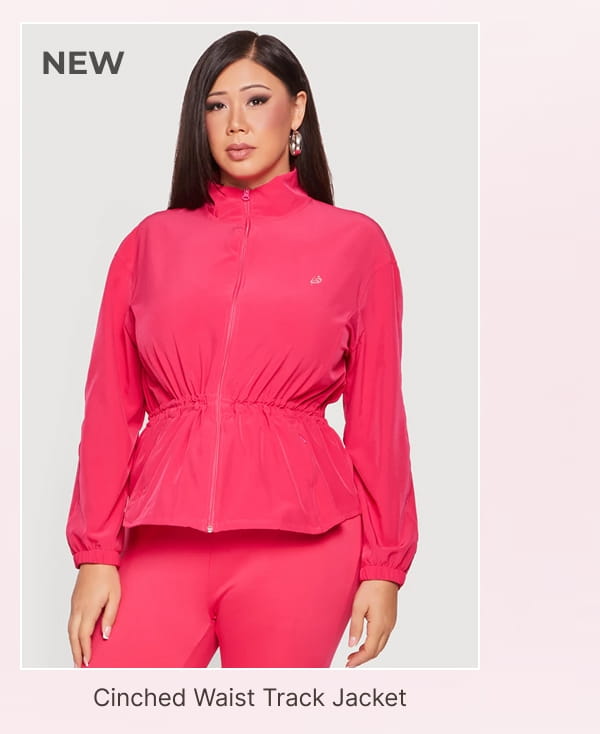 Shop Plus Size Cinched Waist Track Jacket