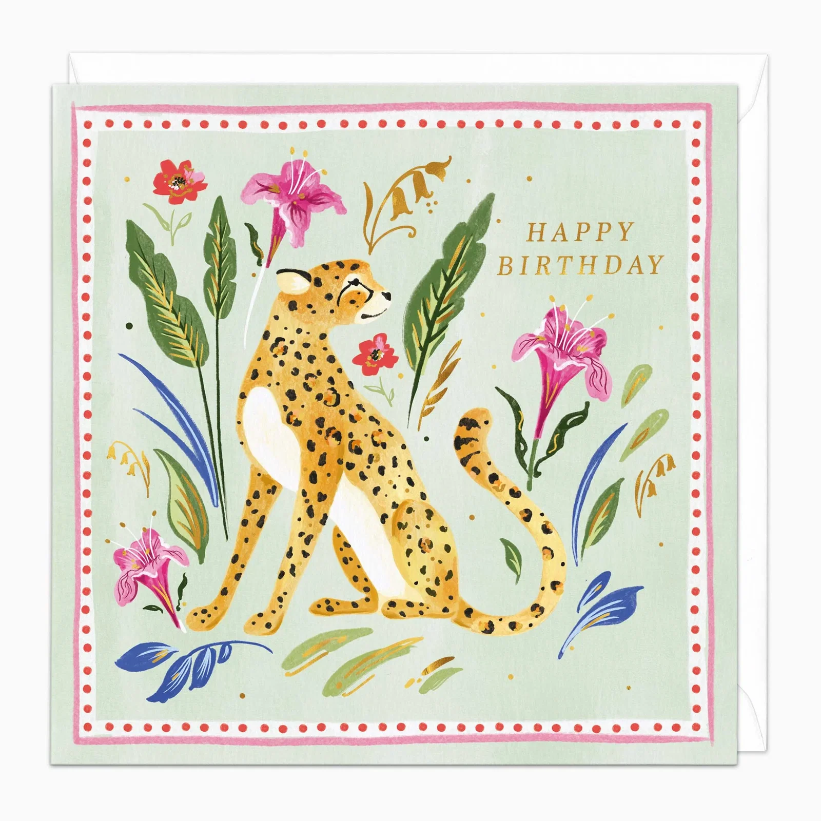 Image of H450 - Painted Paradise Cheetah Birthday Card