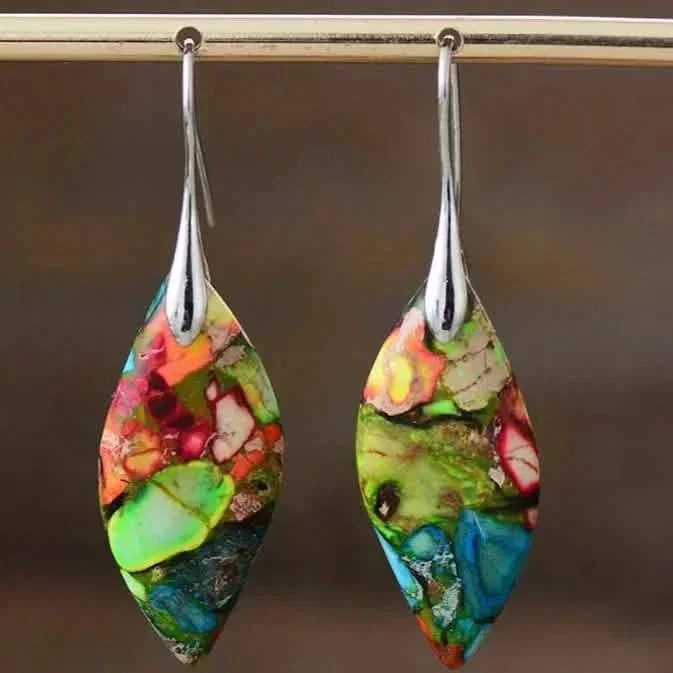 Image of Boho Elegant Natural Stone Dangle Earrings