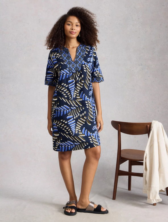 Shop Ash Notch Neck Linen Dress