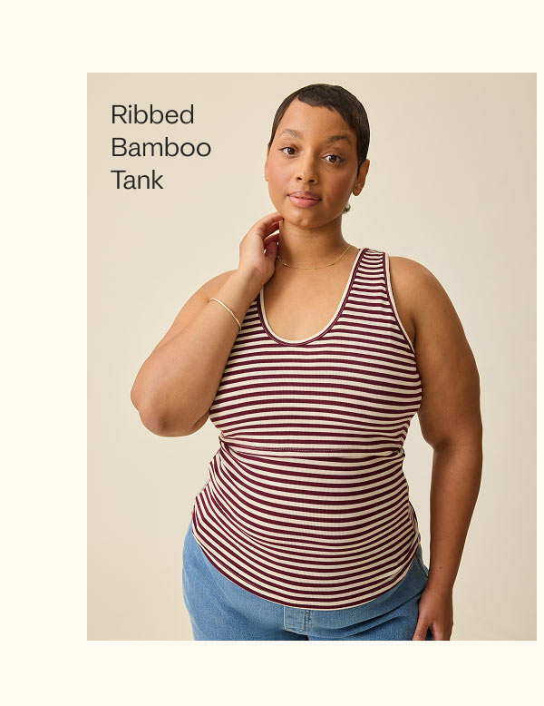 Ribbed Bamboo Tank in Garnet Stripe