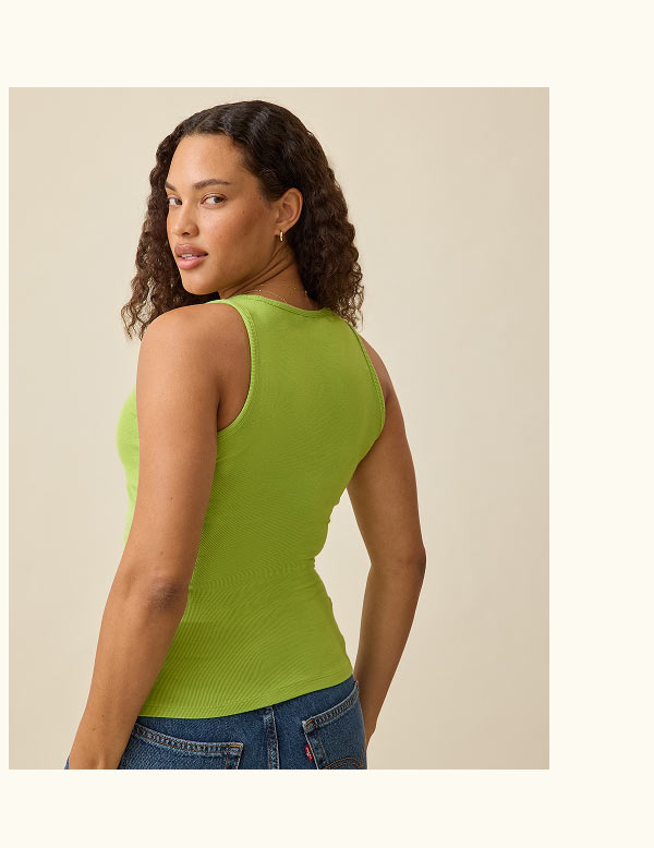 Ribbed Bamboo Tank in Avocado
