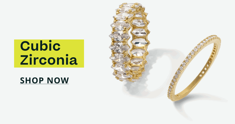 Gold eternity ring with marquise stones & thin ring band with stones. Cubic Zirconia. Click here to shop now