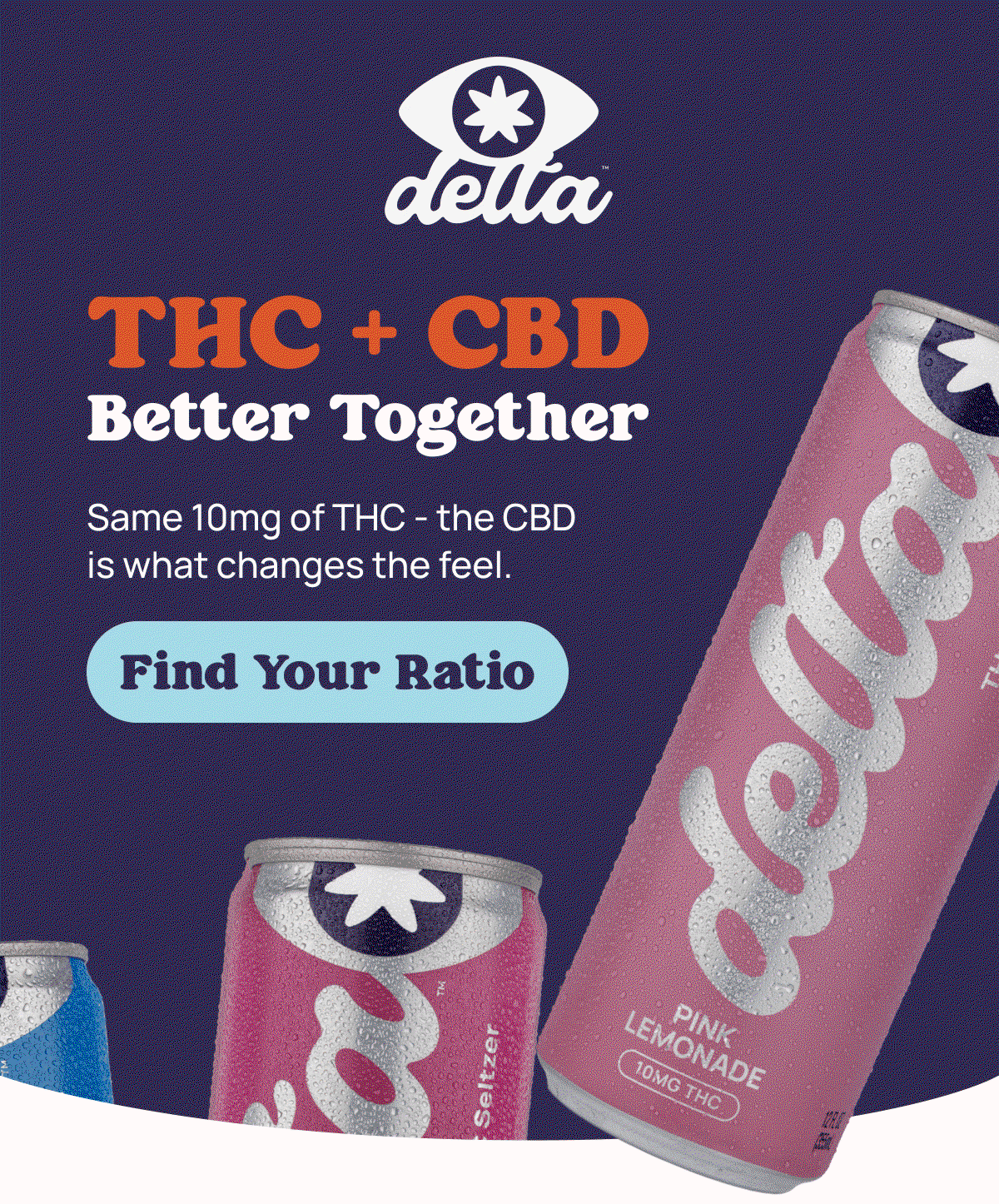 THC + CBD Better Together - Same 10mg of THC - the CBD is what changes the feel. Find Your Ratio