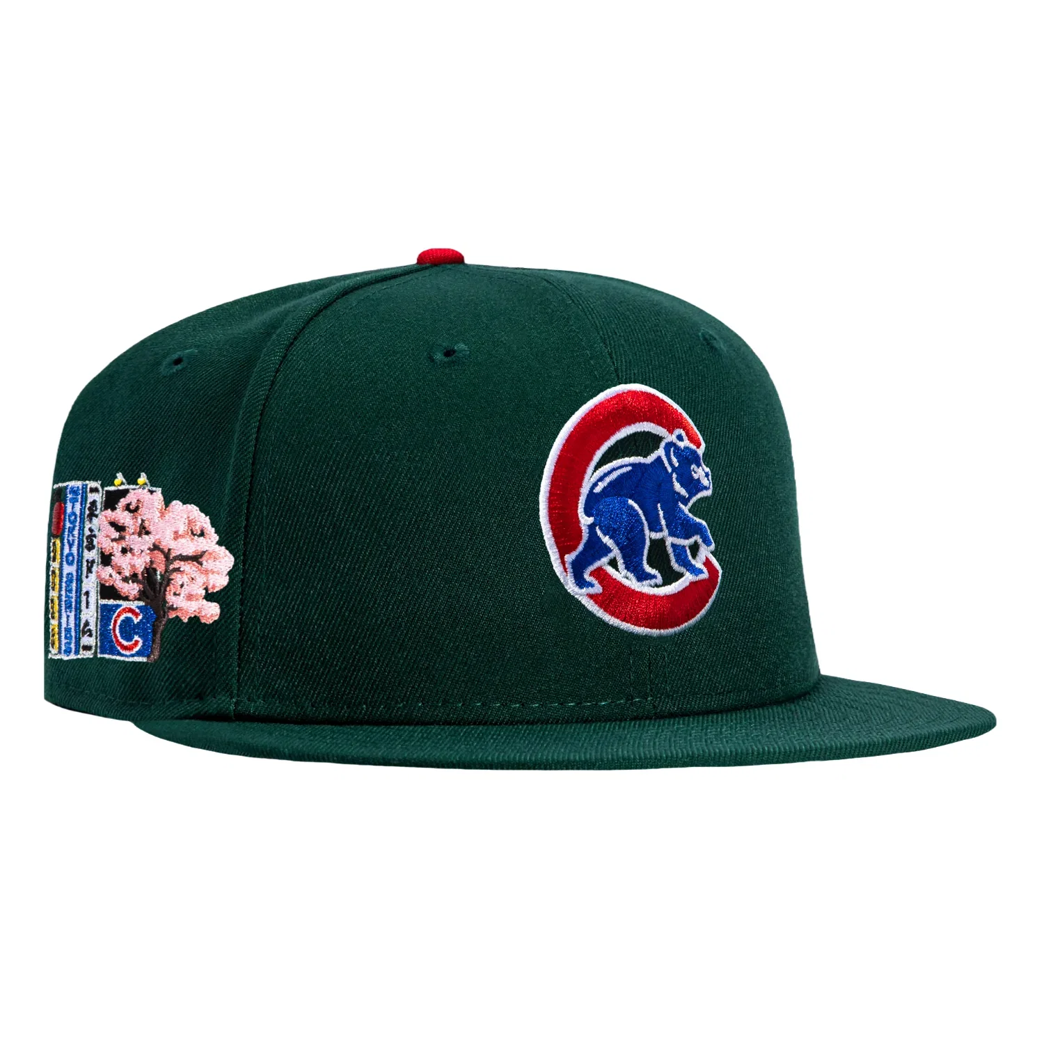 Image of New Era 59Fifty Chicago Cubs 2025 Tokyo Series Patch Alternate Pink UV Hat - Green