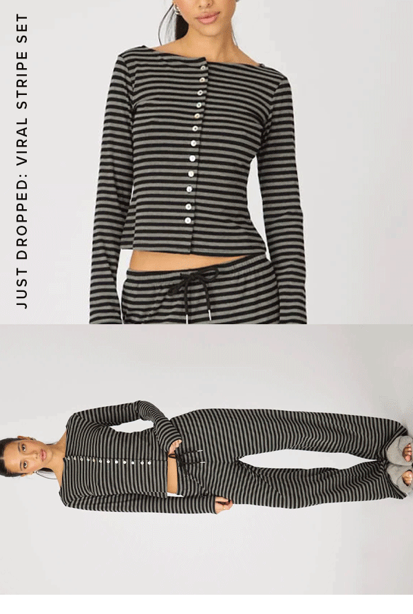 Black Stripe Button Down Top