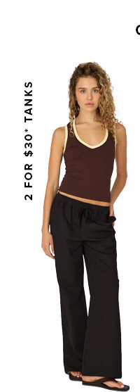 Brown Contrast Sleeveless V-neck Tank