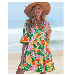 Tropical Floral Tiered Mini Dress