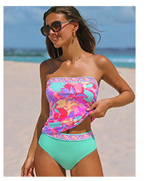 Floral Print Bandeau Tankini Set