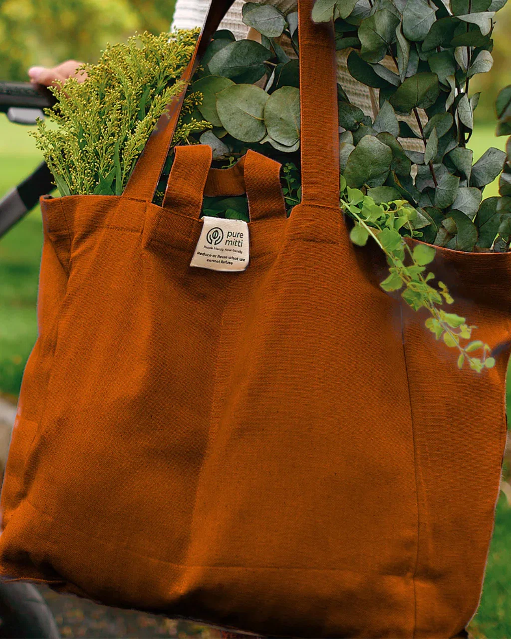 Image of Cotton 6-Pocket Tote Bag - Terracotta