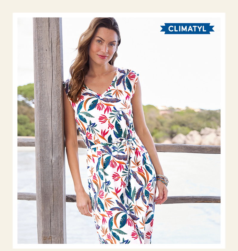 Climatyl tropical print jersey dress