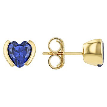 Blue Cubic Zirconia 18k Yellow Gold Over Sterling Silver Heart Earrings 3.90ctw