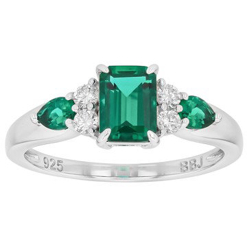 Lab Created Emerald Rhodium Over Sterling Silver Ring 1.16ctw
