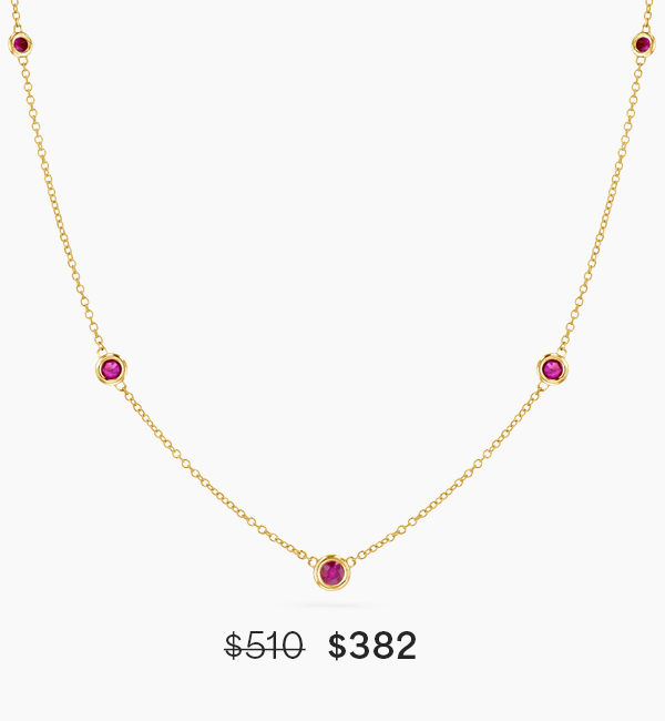 Ruby Bezel Strand Necklace