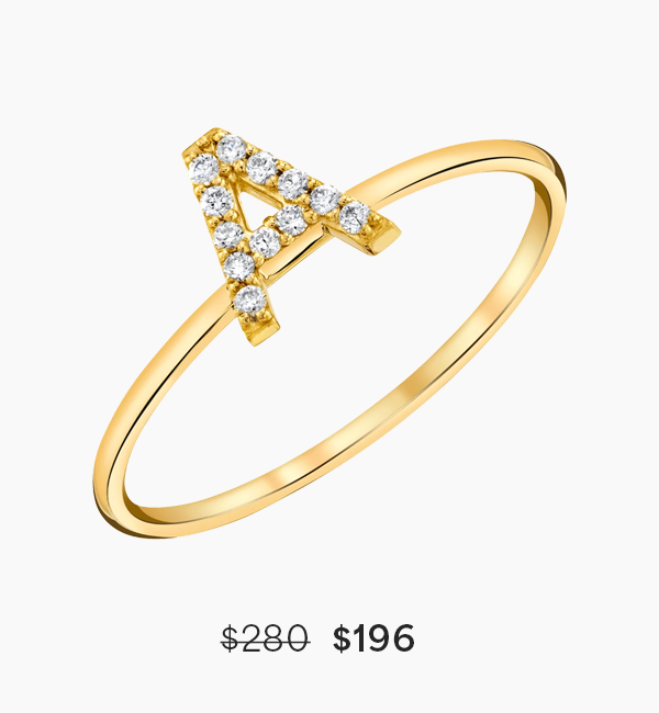 Diamond Pave Letter Ring