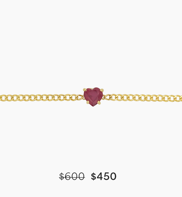 Ruby Heart Cuban Link Bracelet