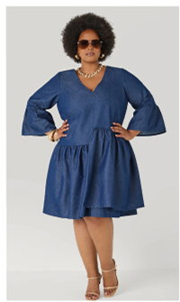 Layered Chambray Babydoll Dress