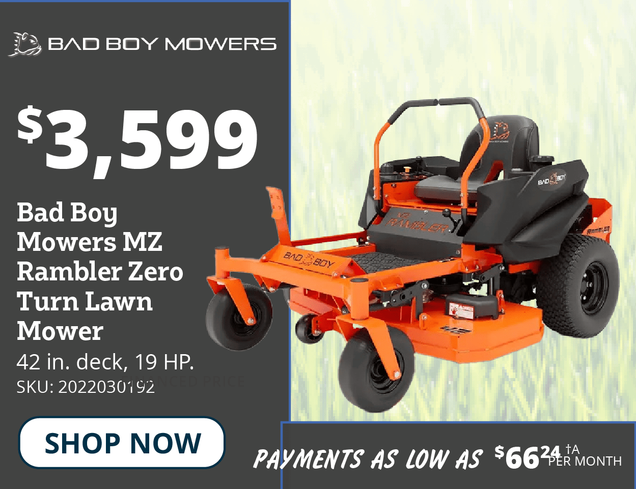 Bad Boy MZ Rambler Gas 42 in. 19 HP Zero Turn Mower