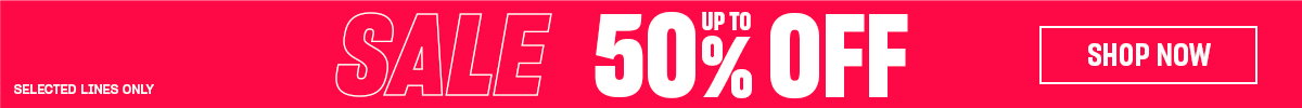A header banner with text "Sale, selected lines only, up to 50% off".