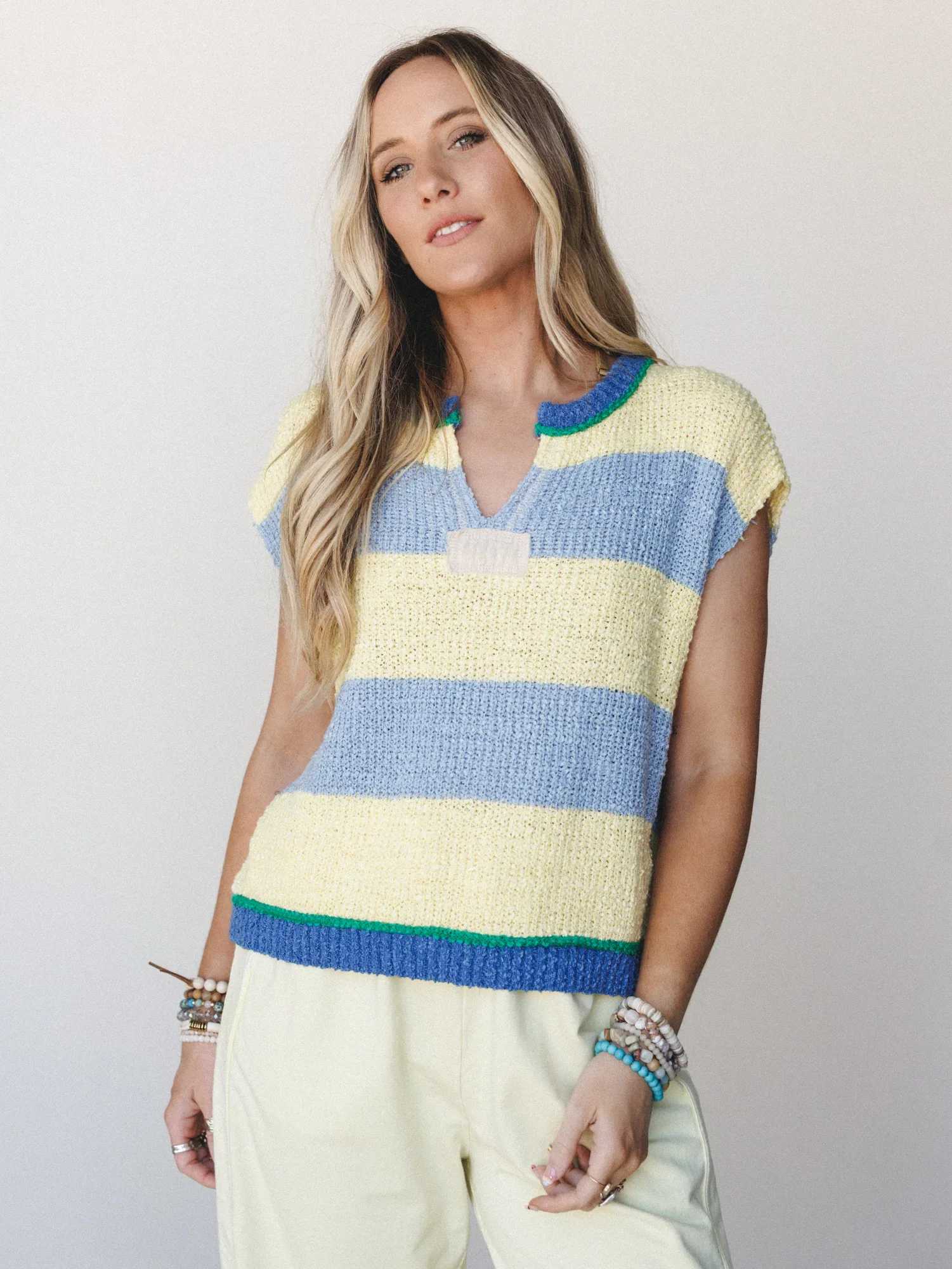 Image of Sea Lily Striped Top  - Cloud Butter