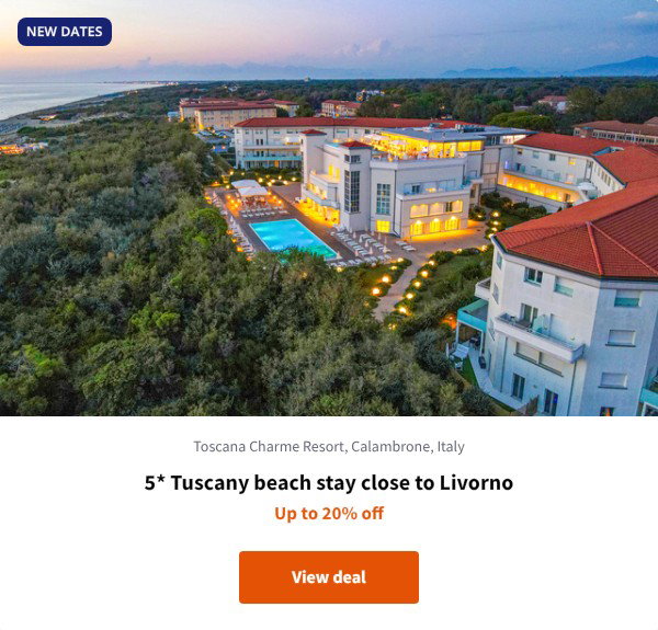 5* Tuscany beach stay close to Livorno