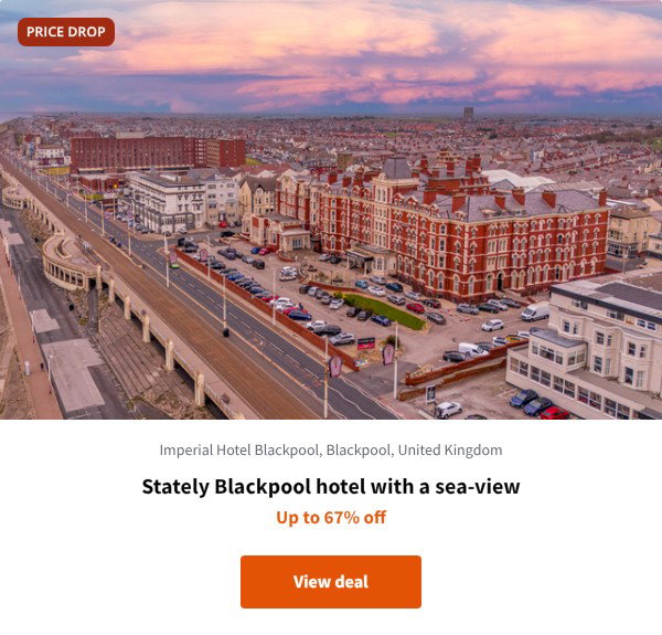 Stately Blackpool hotel with a sea-view